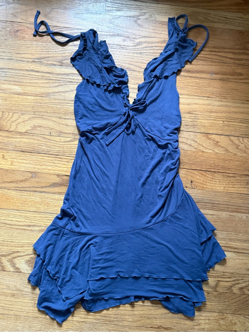 wild fable Navy Blue Ruffle Mini Dress